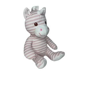 Goffa Sock UNICORN Plush PINK & WHITE STRIPED Knit Stuffed 13”